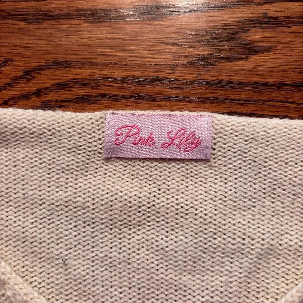 Pink‎ Lily Cropped Sweater Ivory Boho